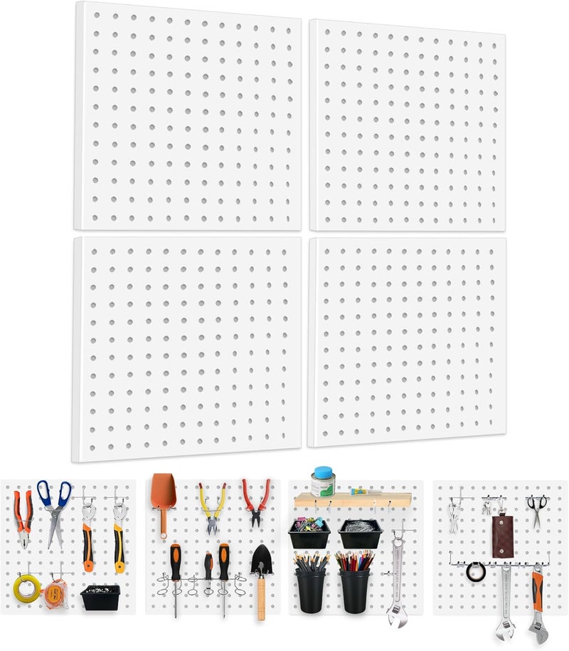 Dobures 4PCS Pegboard,Metal PegBoard, Peg Board Wall Organizer, Pegboard Storage System for Workbench, Shop, Shed Modular Peg Board Organizer Board Kit - Image 1
